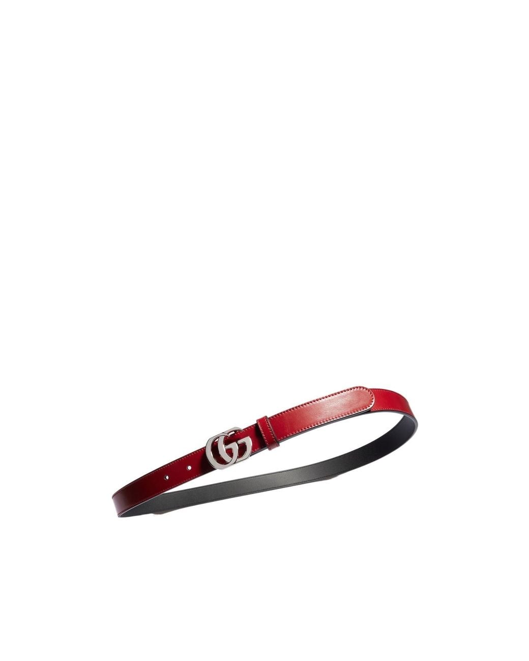 Gucci Red Thin Belt With Double G Buckle