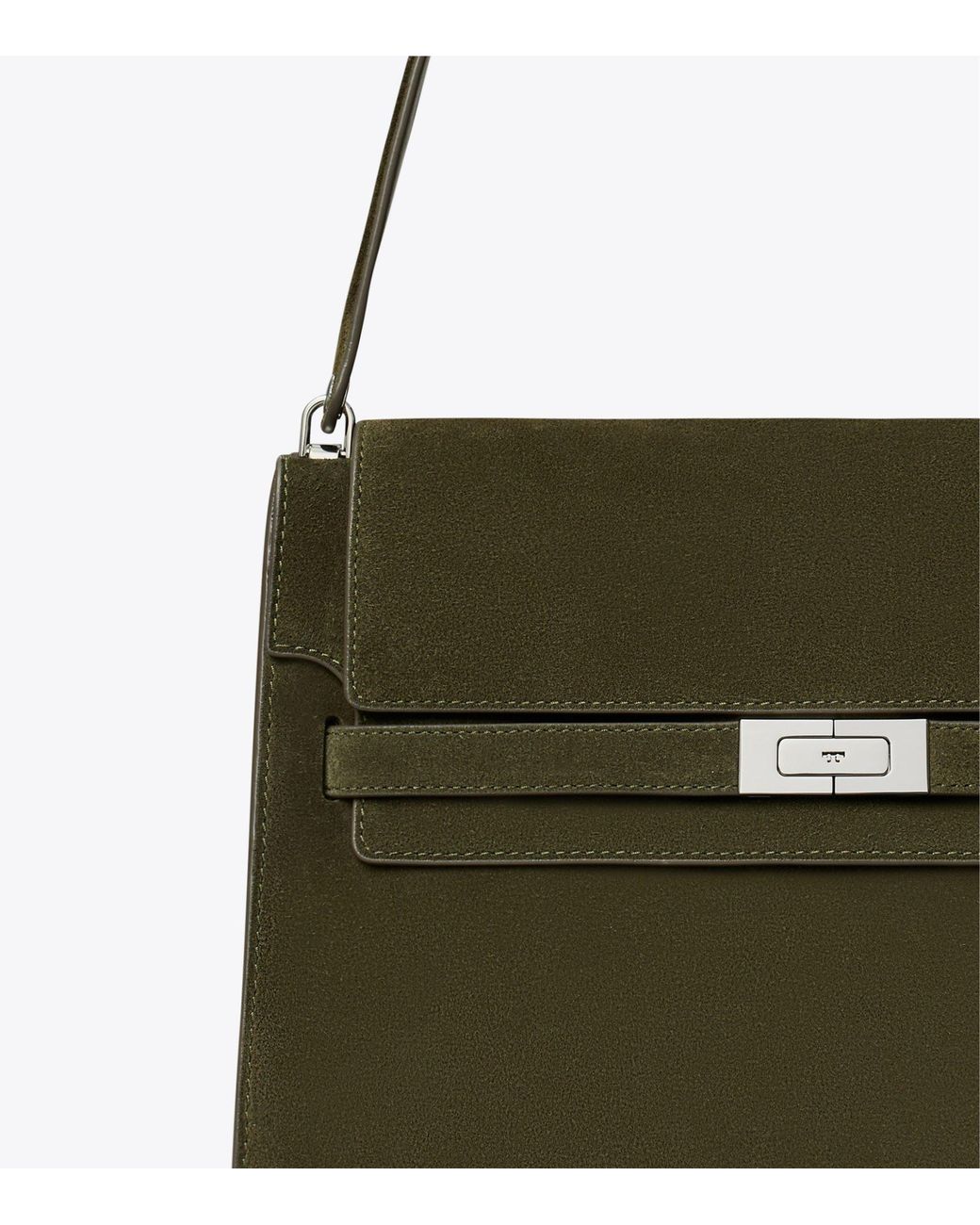 Tory Burch Green Large Lee Radziwill Suede Shoulder Bag
