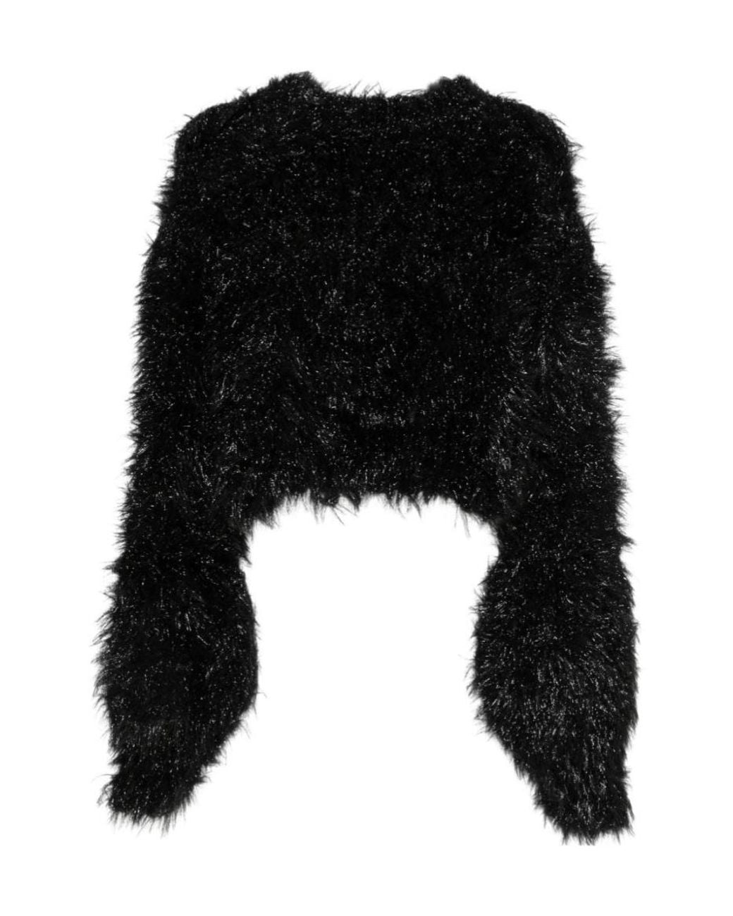 Junya Watanabe Black Metallic-Effect Cropped Sweater