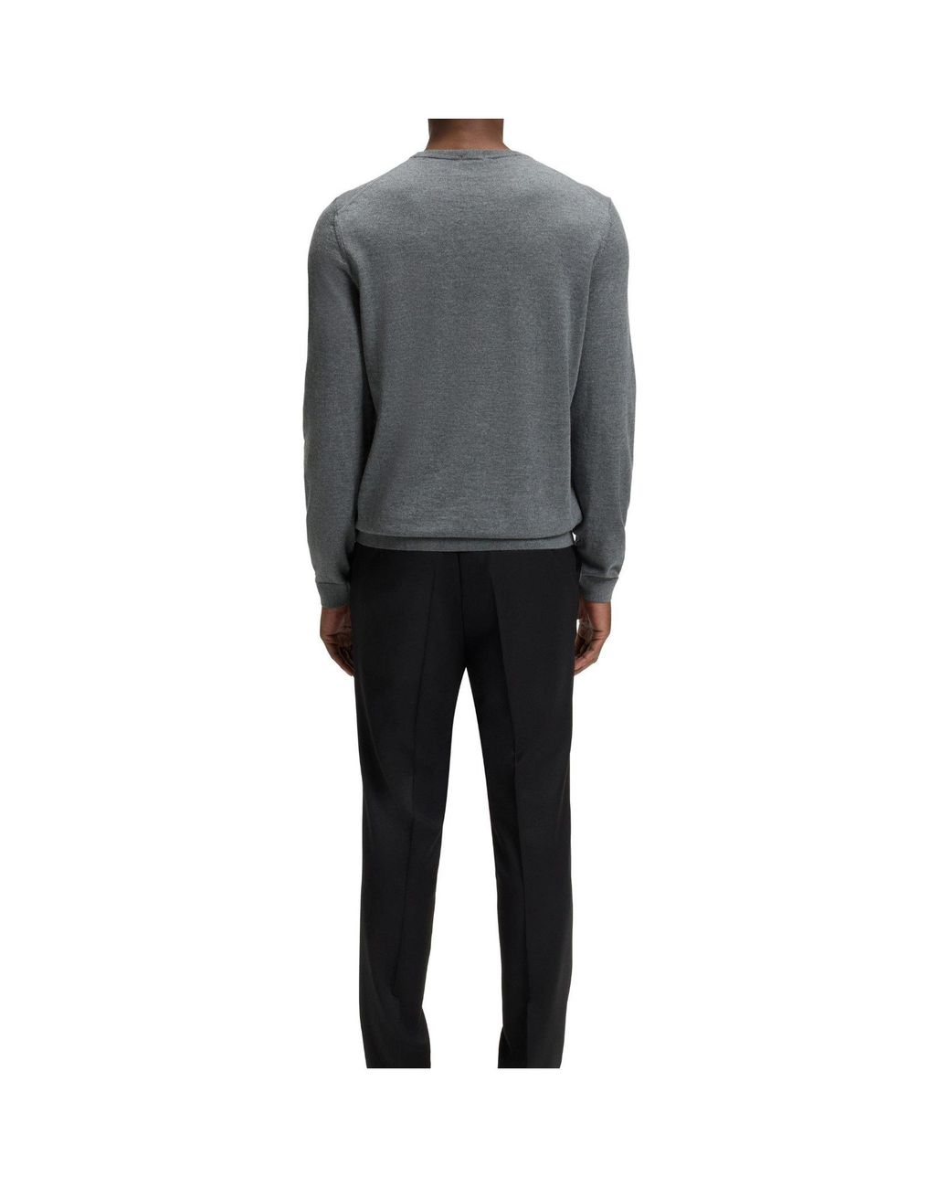 Boss Gray Lightweight Knit Sweater for men