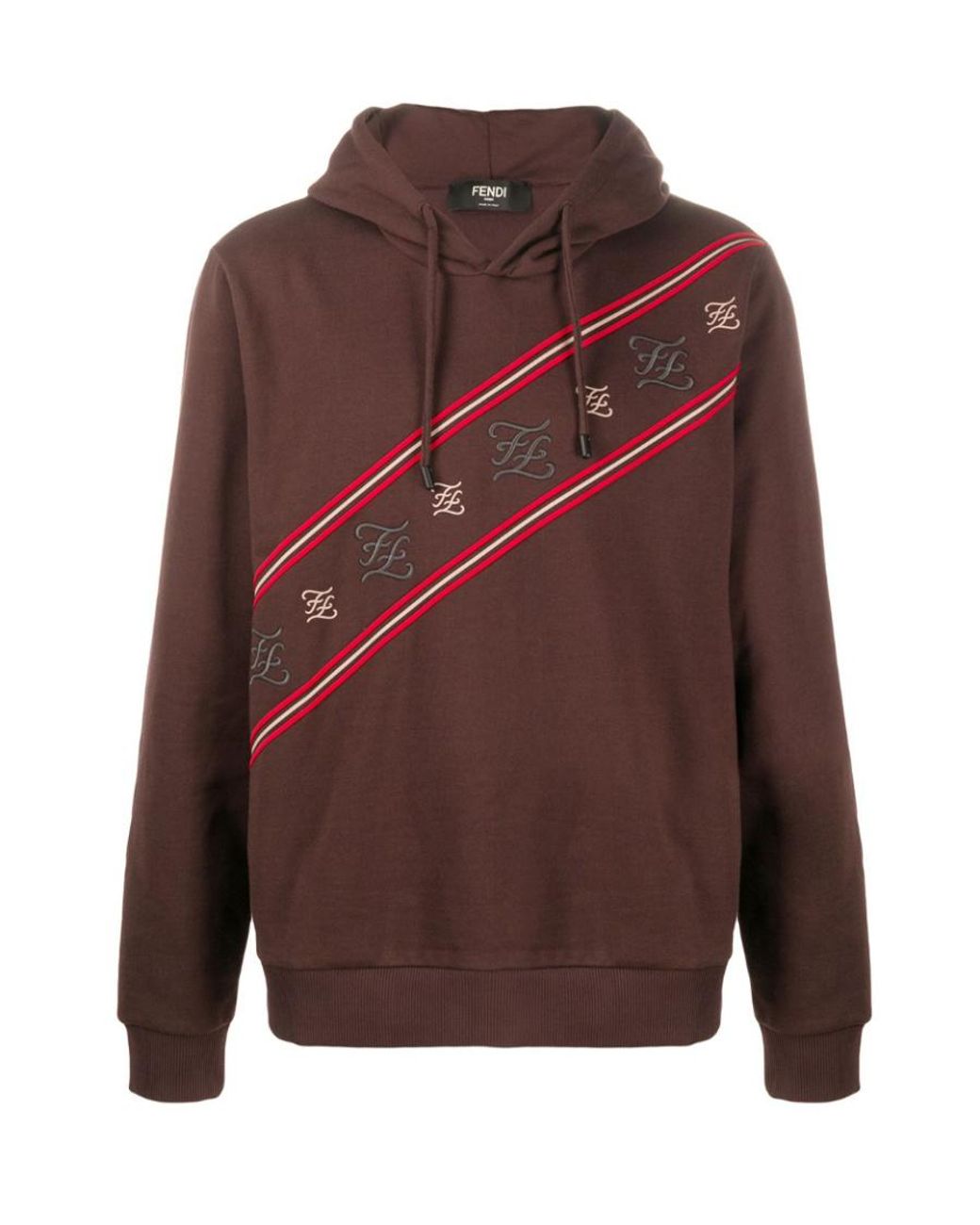 Fendi Brown Ff Pattern Embroidered Sweater for men
