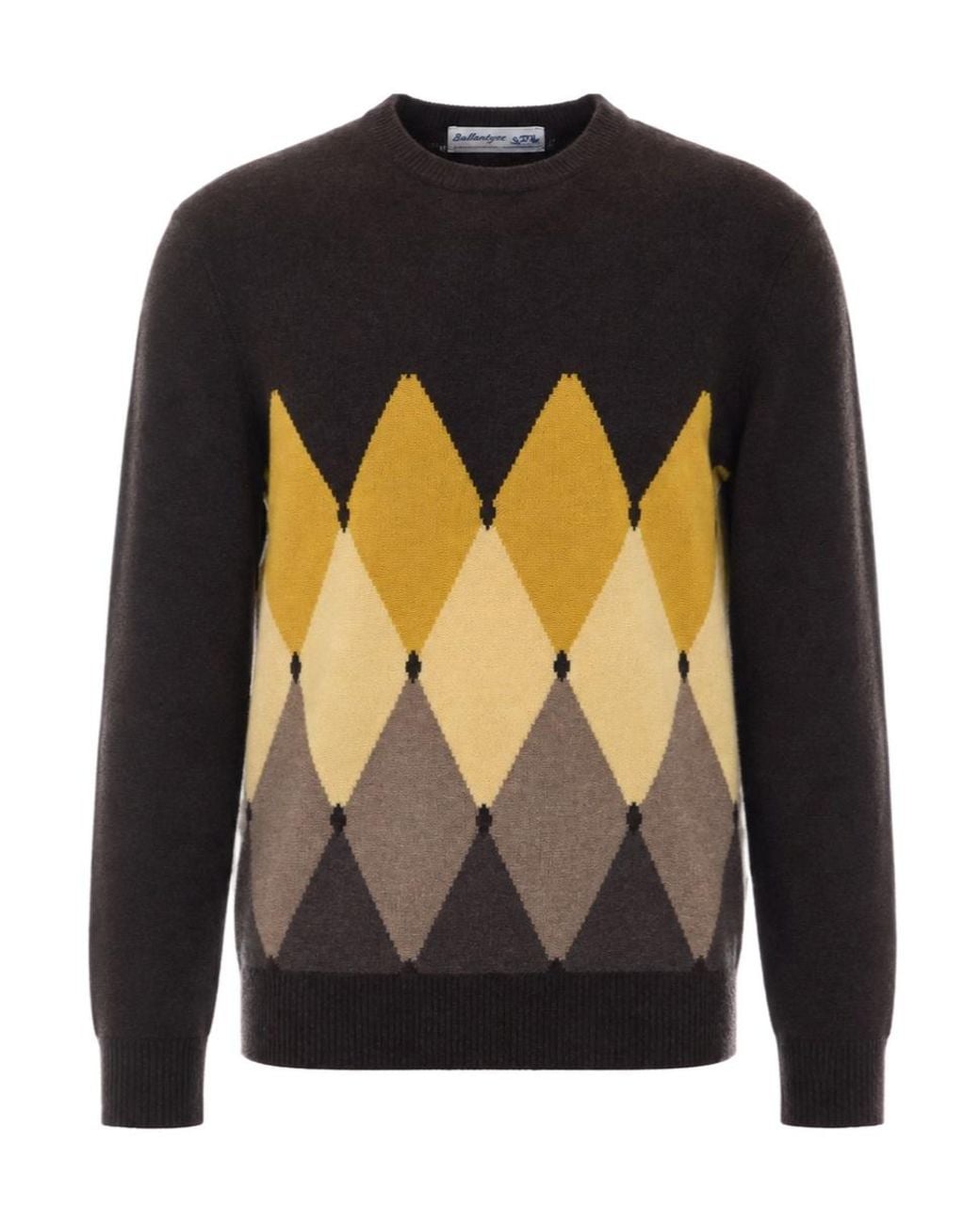 Ballantyne Black Argyle Crewneck Knitted Sweater for men