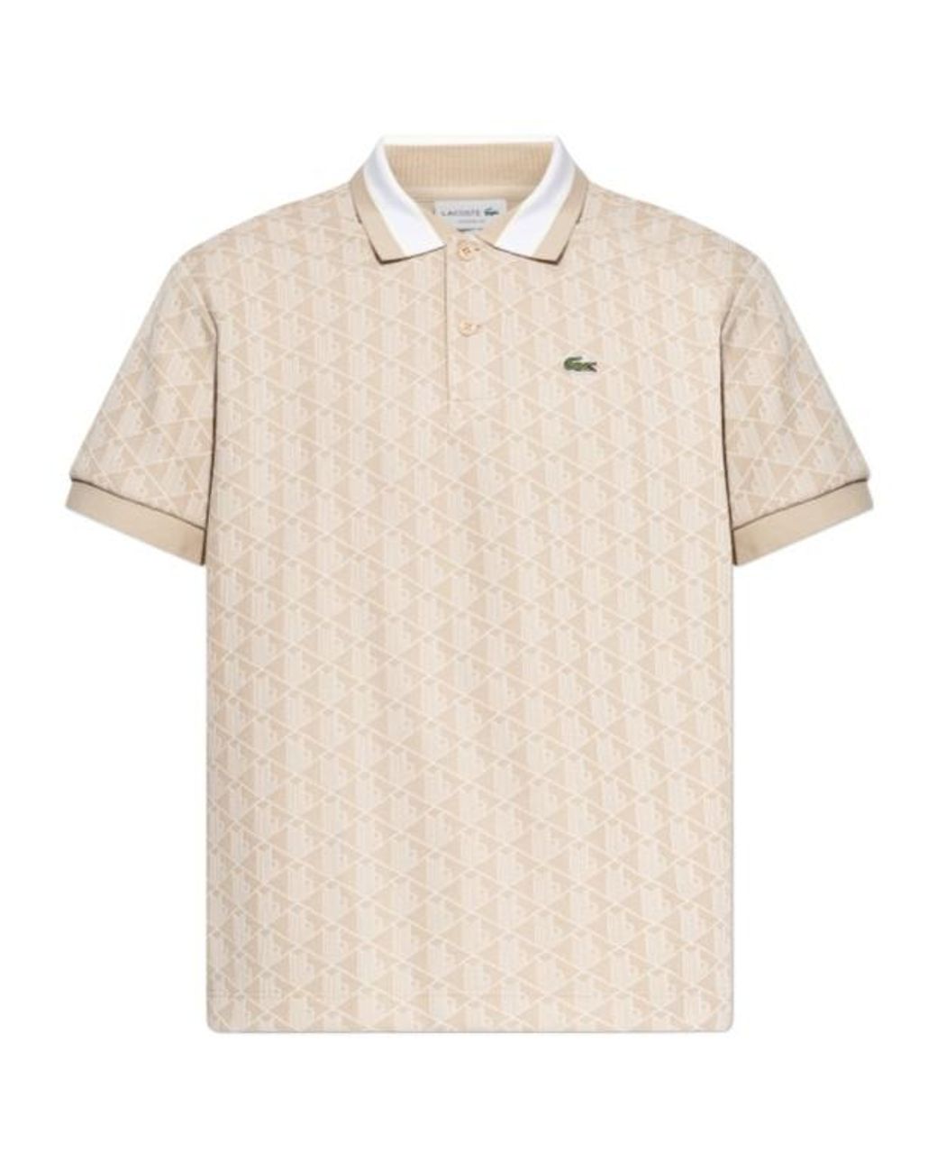 Lacoste Natural Monogram Jacquard Classic Fit Polo Shirt for men