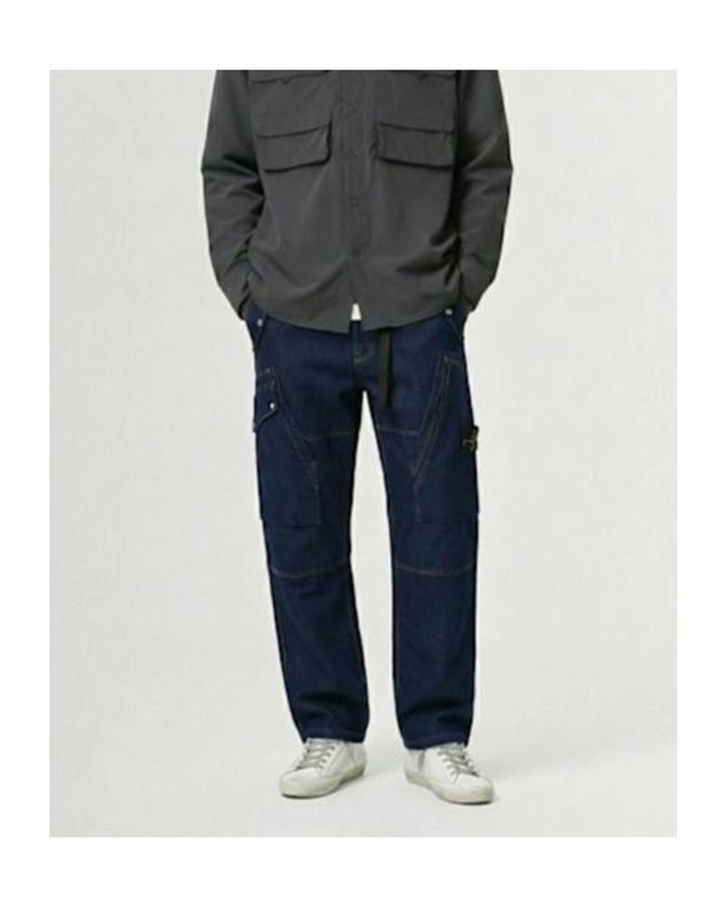Stone Island Blue Elastic Waist Casual Pants for men