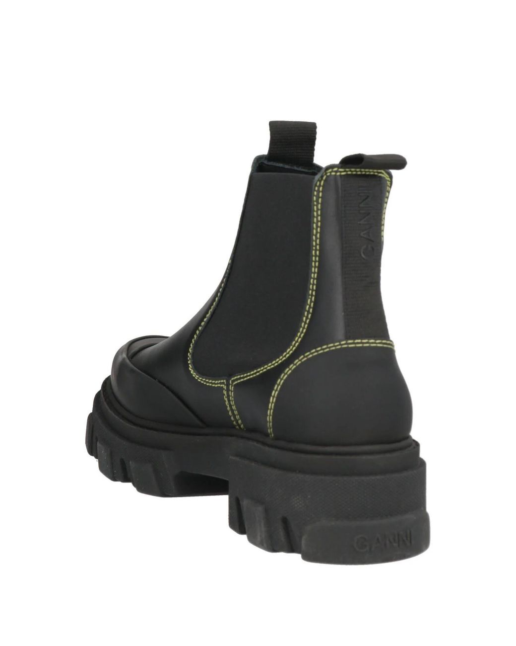 Ganni Black Leather Block-Heel Boots