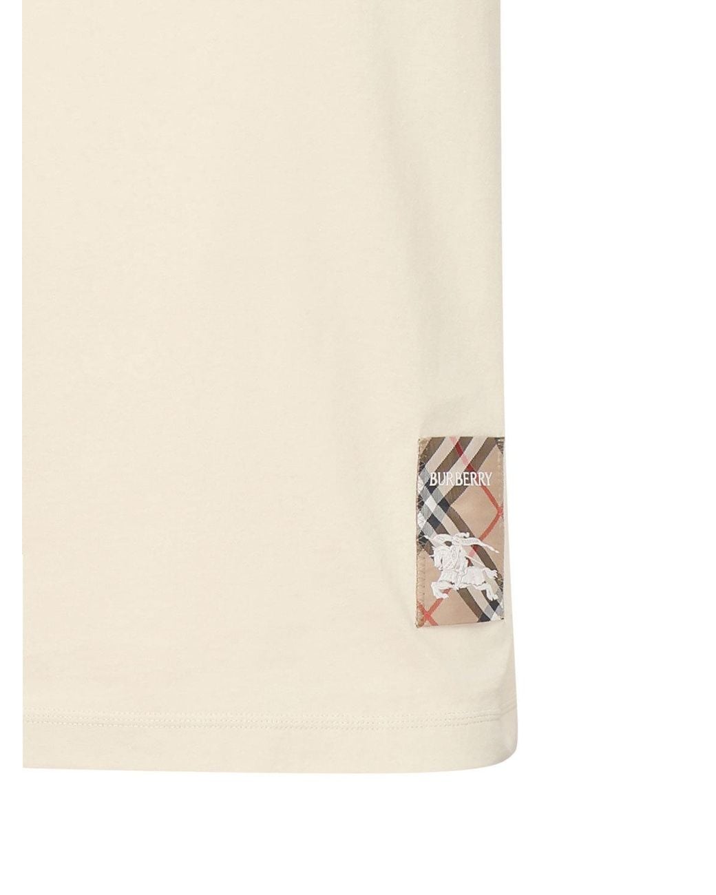 Burberry White Check Label Crewneck T-Shirt for men