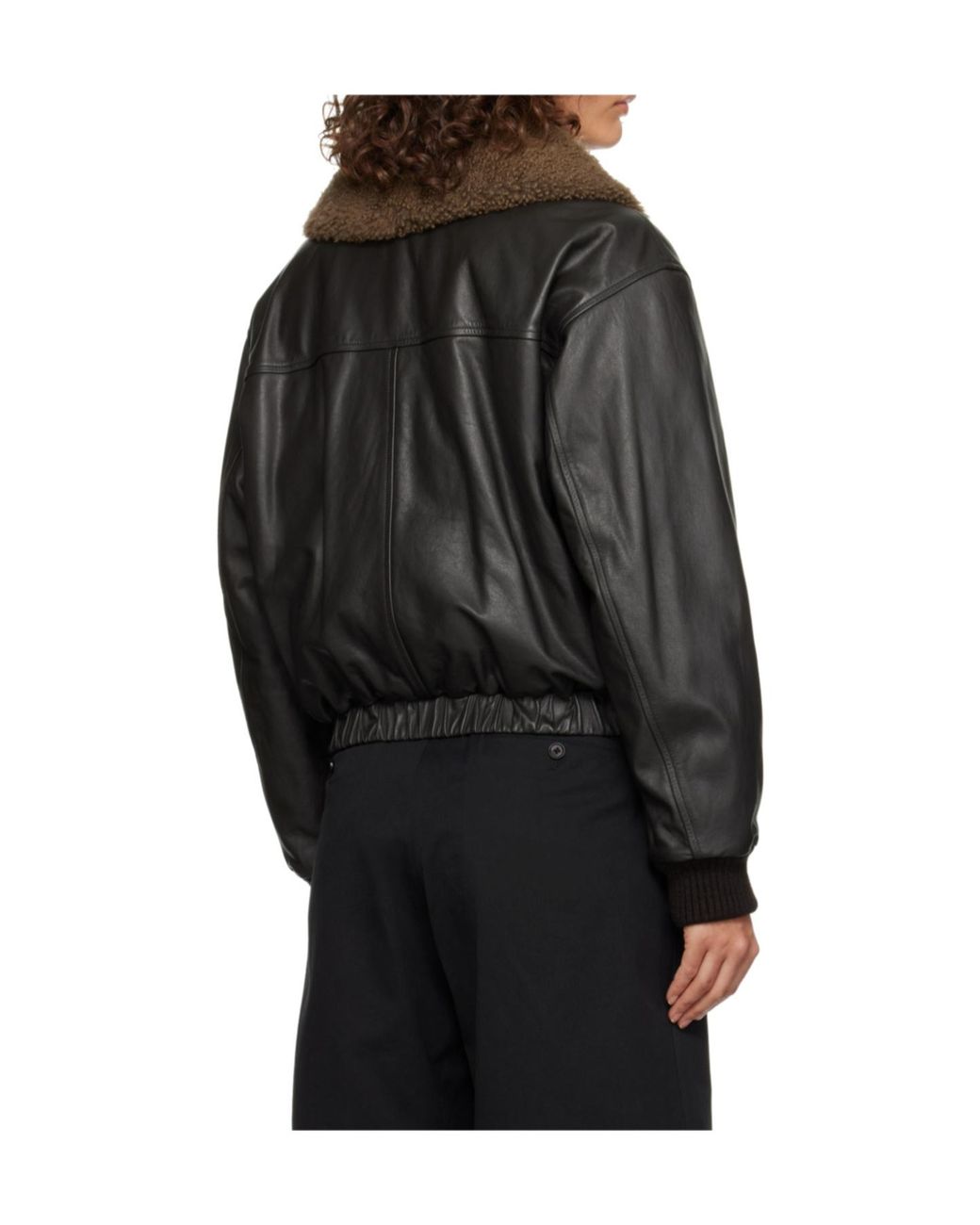 Lemaire Black Relaxed Fit Leather Blouson