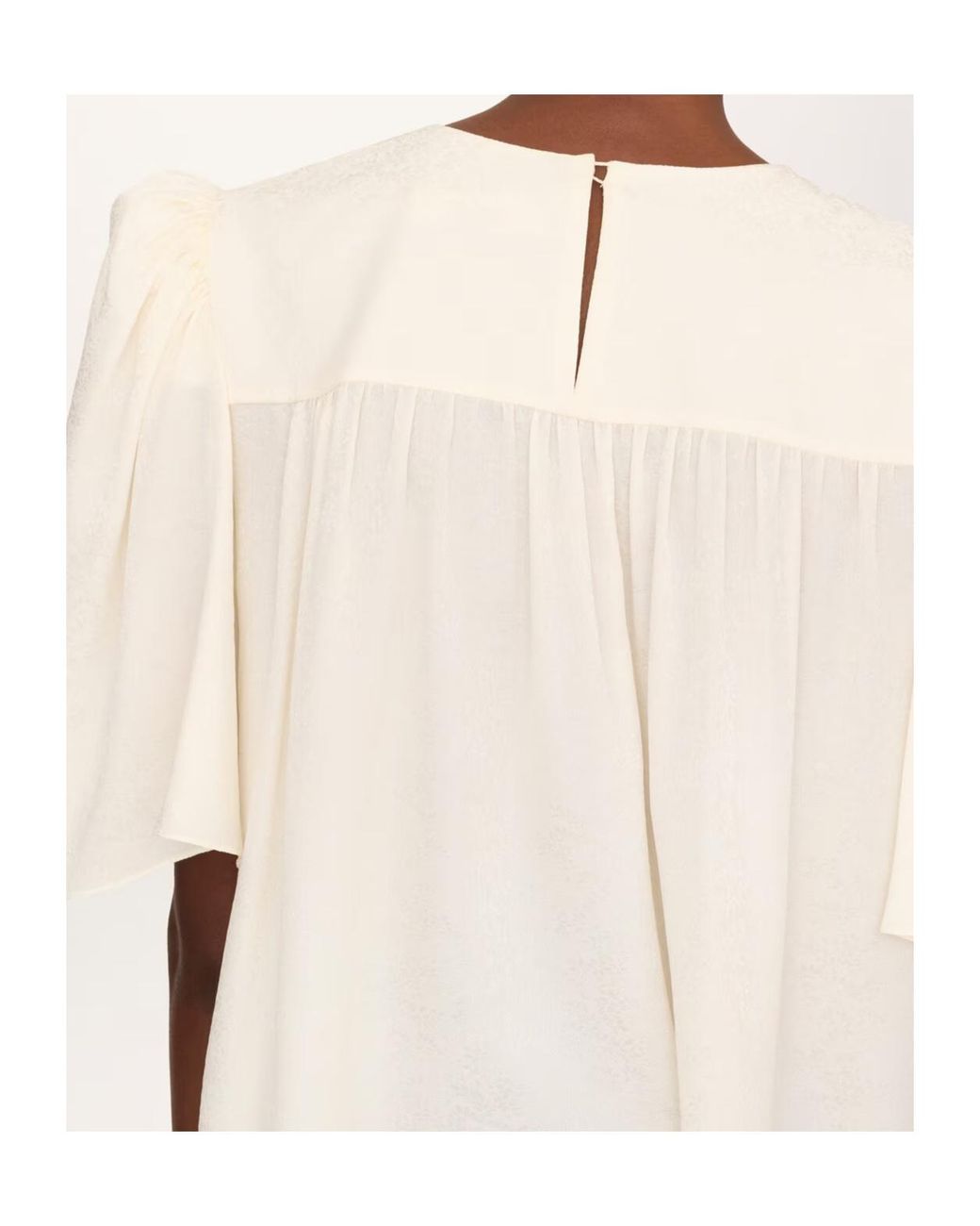 Chloé White Minimal Gathered-Detail Blouse