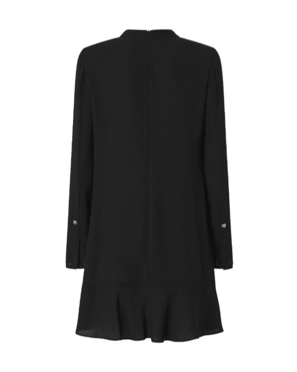 Pinko Black Arancino Ruffled Crewneck Mini Dress