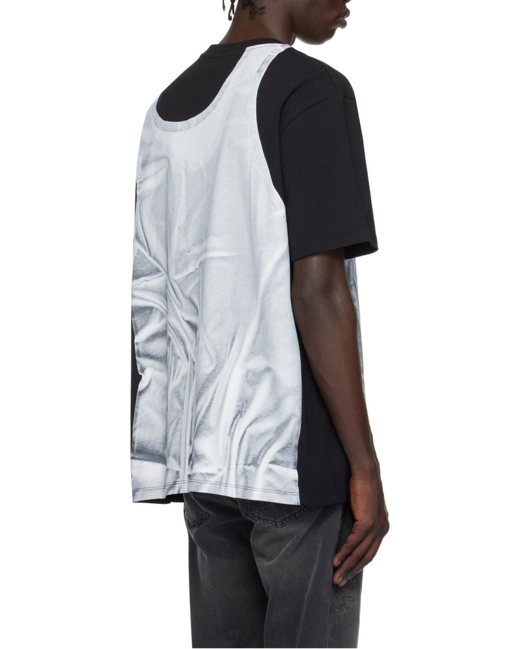 Balmain Black T-Shirt With Tank Top Print for men