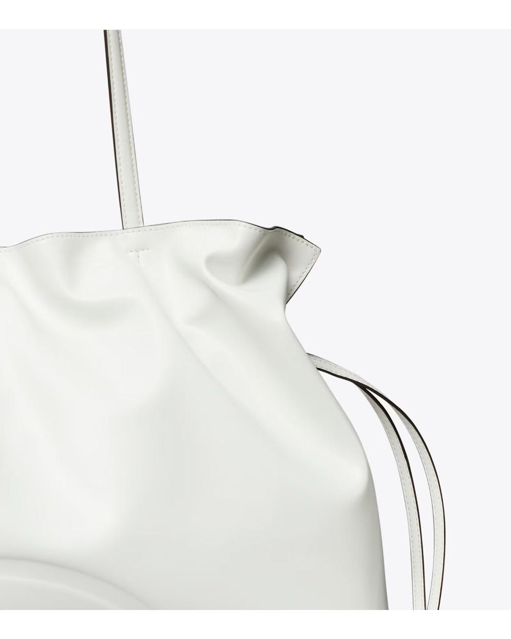 Tory Burch White Logo-Embossed Gathered Tote Bag