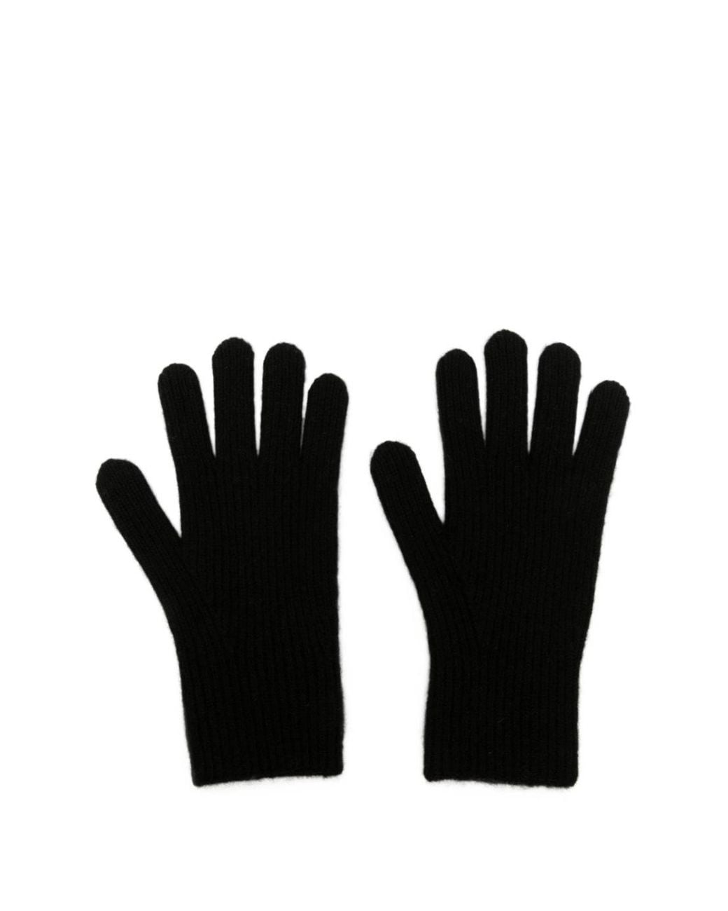 Totême Black Brushed-Effect Ribbed-Knit Gloves