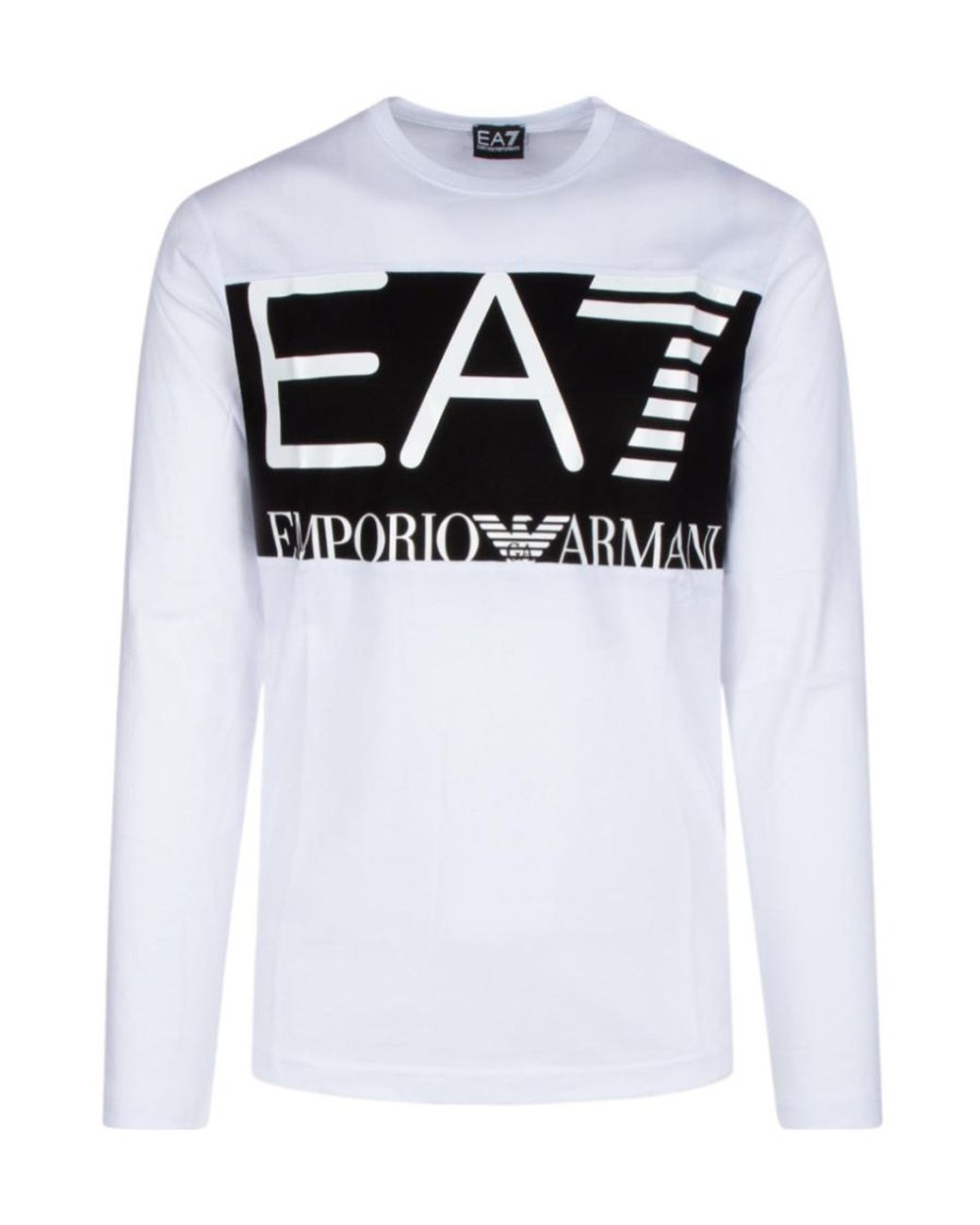 EA7 Black Logo-Print Long-Sleeve T-Shirt for men