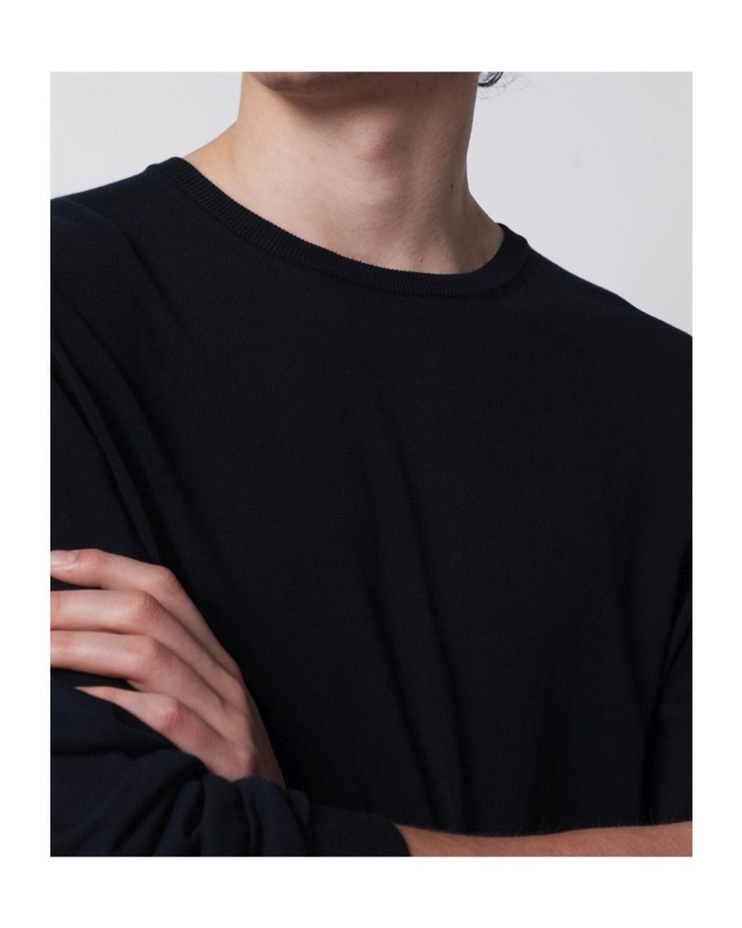 Roberto Collina Blue Cotton Crewneck Sweater for men