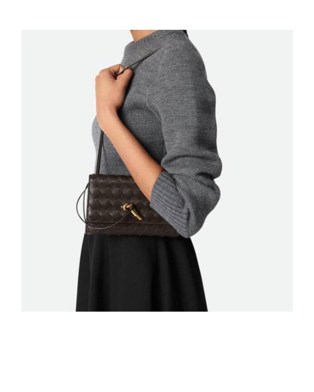 Bottega Veneta White Andiamo Foldover Top Shoulder Bag