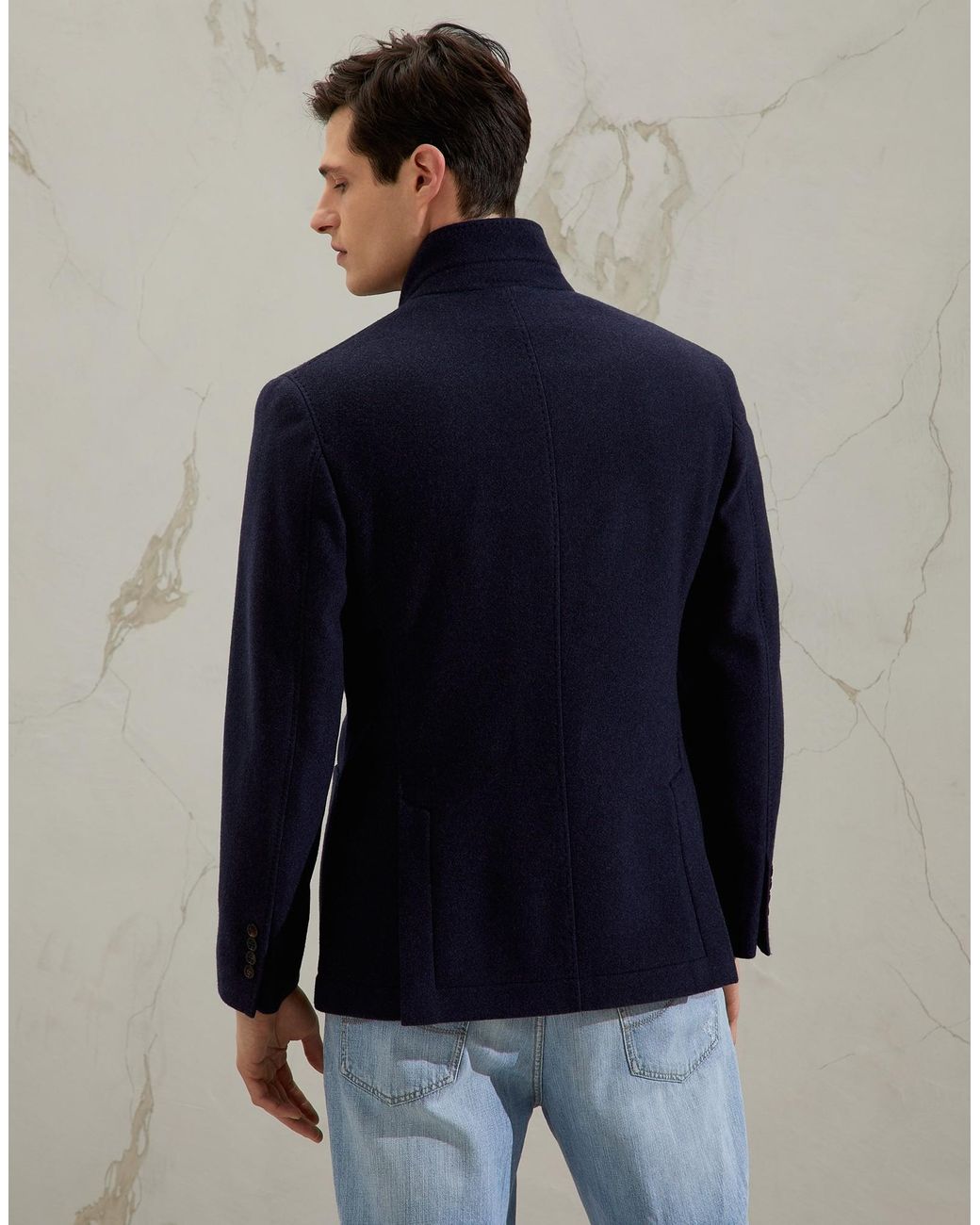 Brunello Cucinelli Blue Long Sleeved Single Breasted Blazer for men