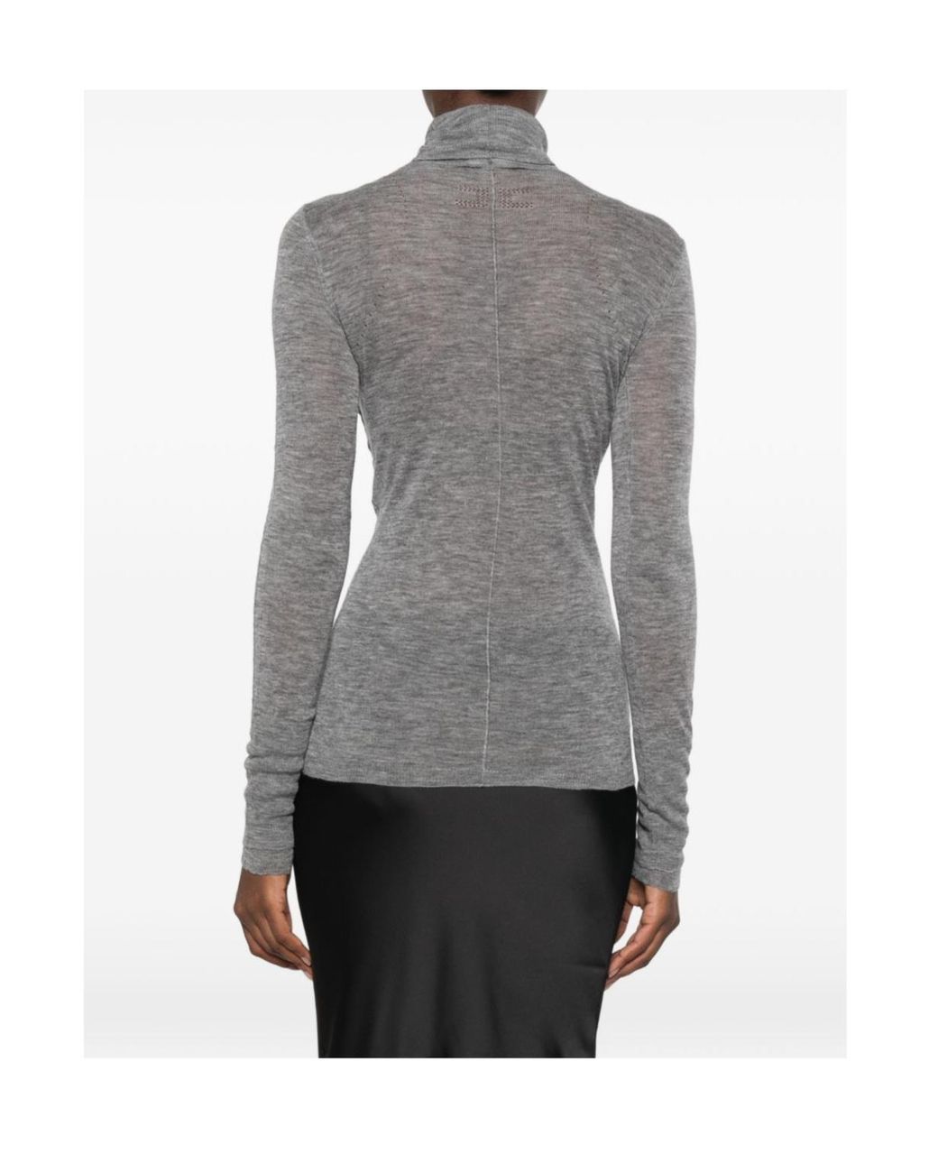Elisabetta Franchi Gray Roll-Neck Wool Top