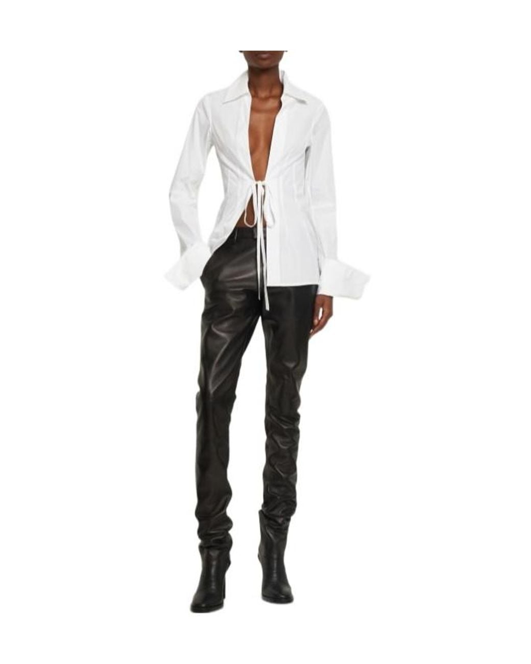 Ann Demeulemeester Gray Shania Midrise Leather Skinny Pants