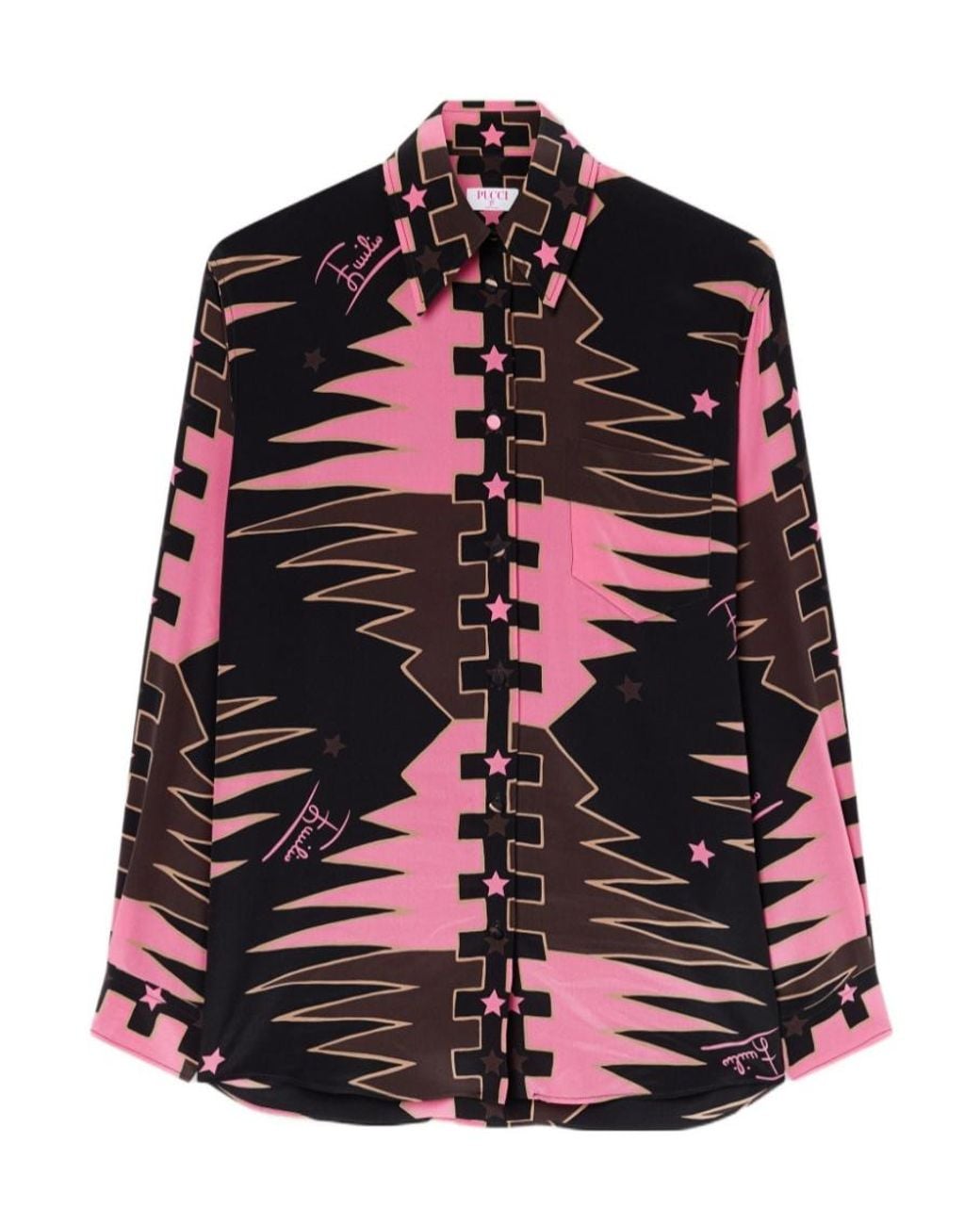 Emilio Pucci Red Valdimontone Print Oversized Silk Shirt