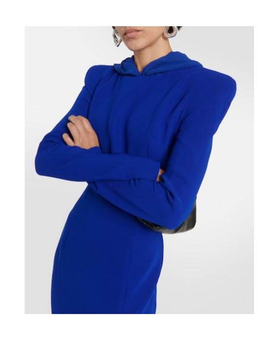 Monot Blue Hooded Crêpe Maxi Dress