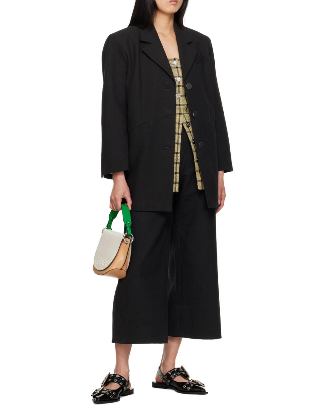 Ganni Black Oversized Single-Breasted Blazer