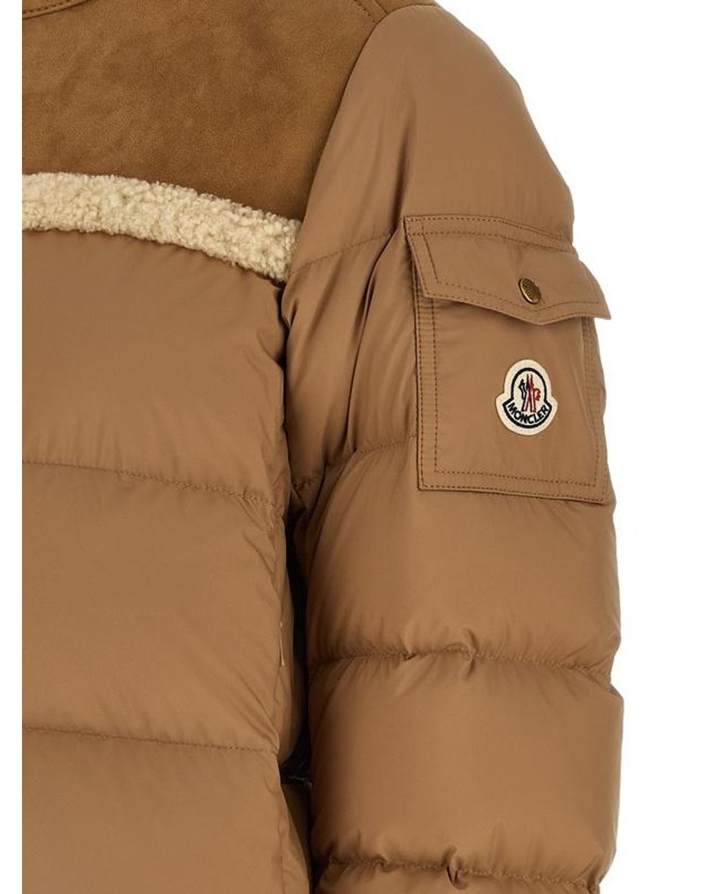 Moncler Natural Aurore Logo Patch Padded Jacket