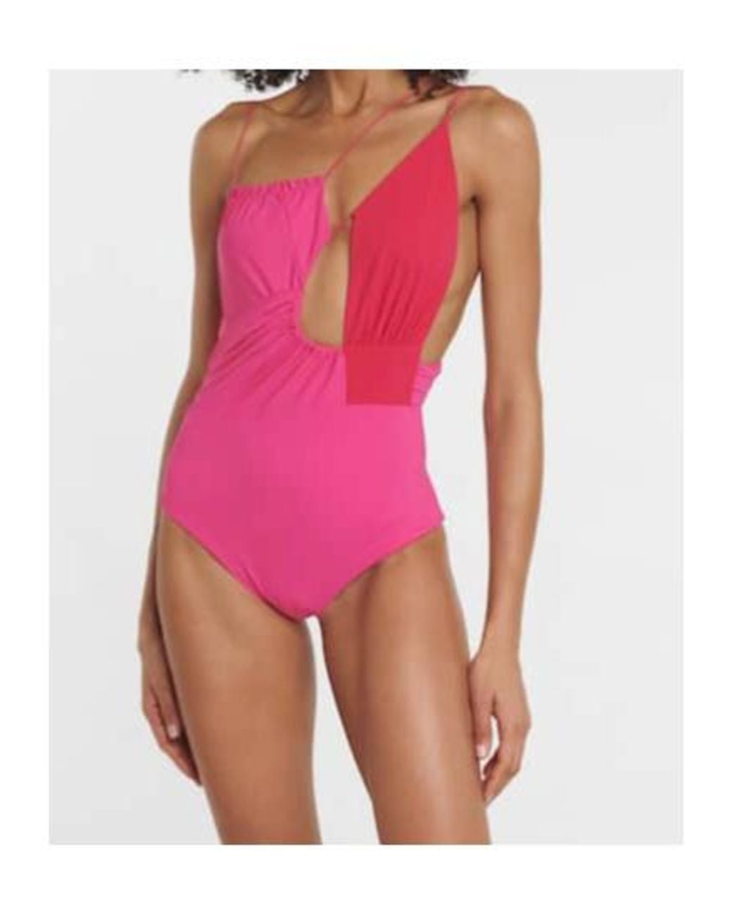 Nensi Dojaka Pink Cutout Asymmetric Swimsuit