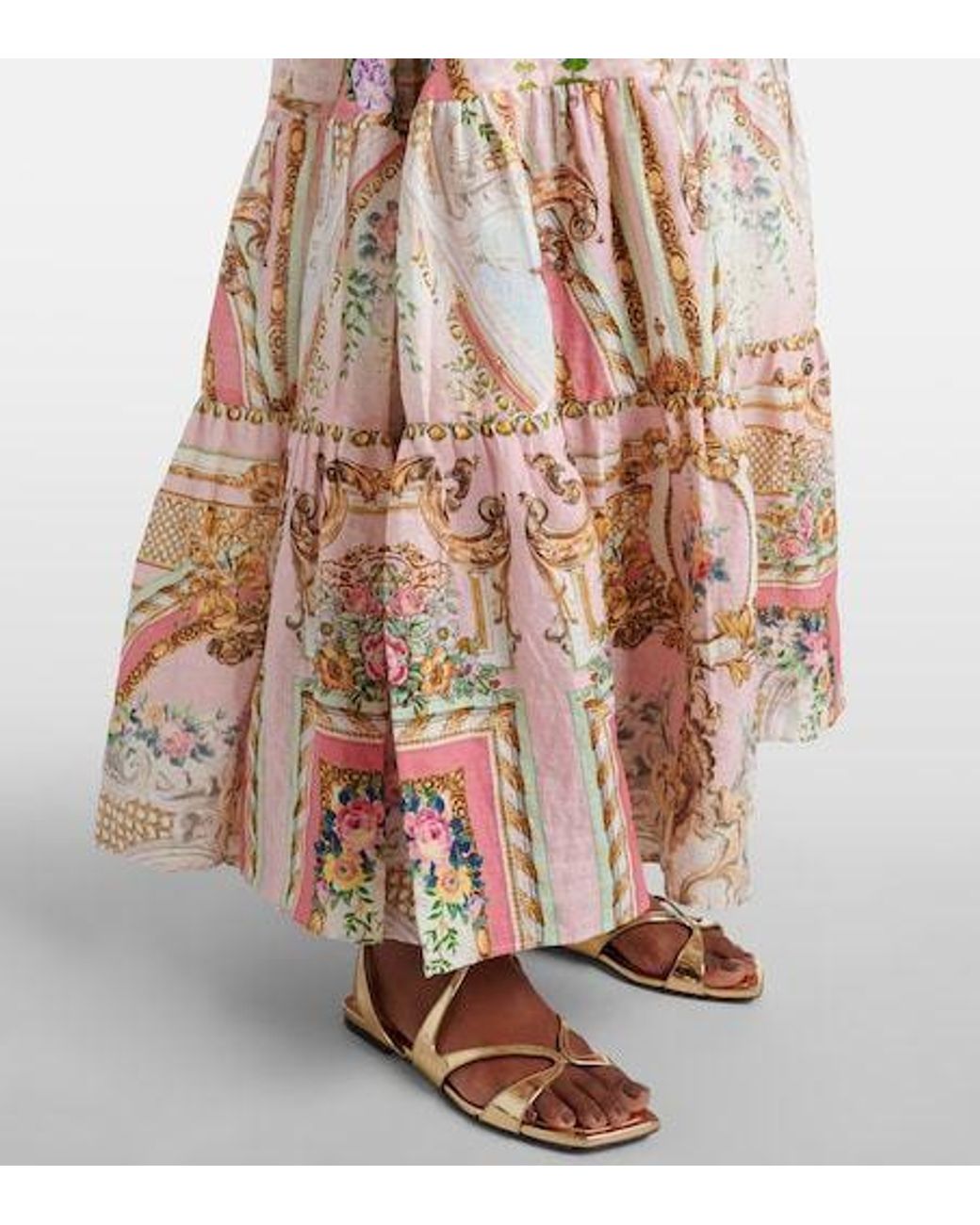 Camilla Natural Tiered Linen Maxi Dress