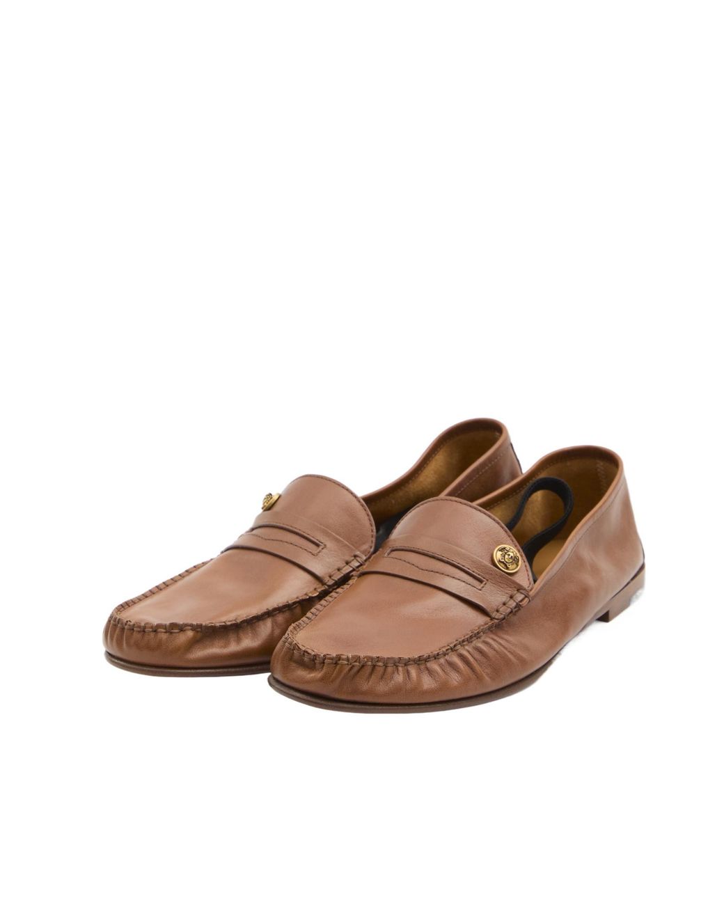 Versace Brown Medusa Ruched Loafers