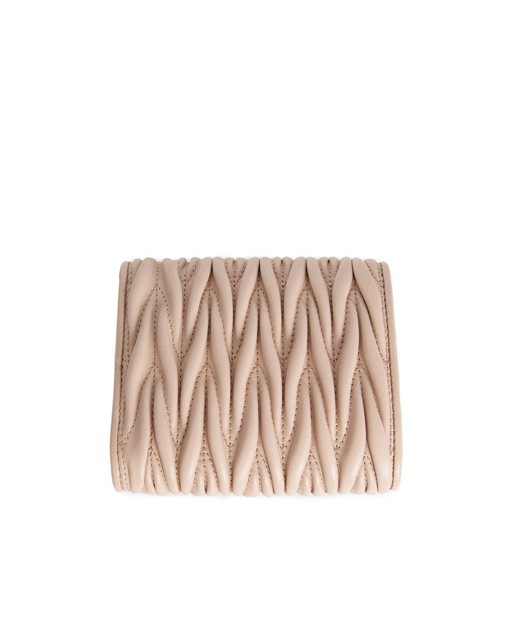Miu Miu Natural Logo-Lettering Matelassé Tri-Fold Wallet