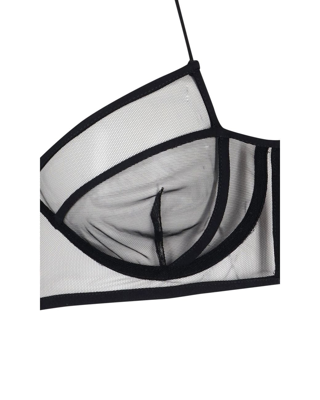 Nensi Dojaka Black Sheer Panelled Halterneck Bra