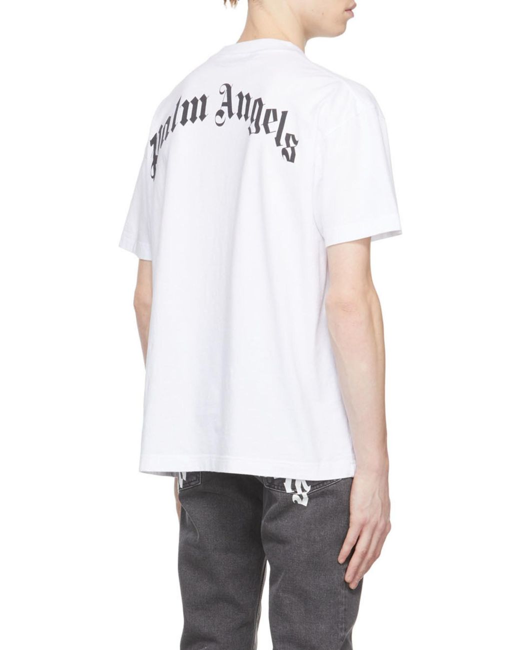 Palm Angels Gray Crocodile-Print Cotton T-Shirt for men