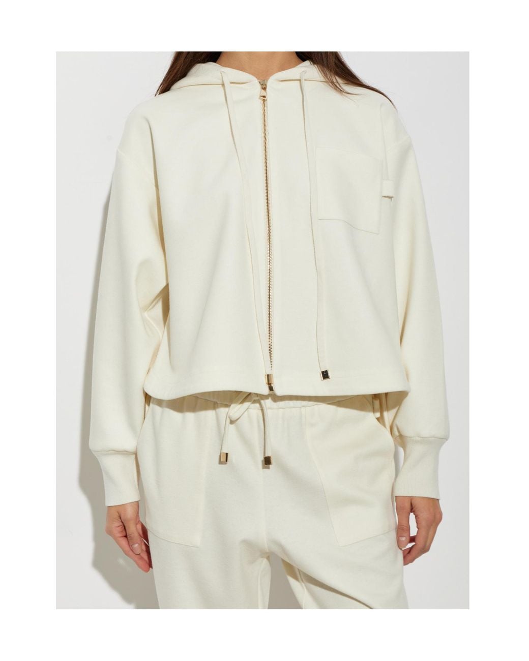 Fabiana Filippi White Cropped Zip-Up Hoodie