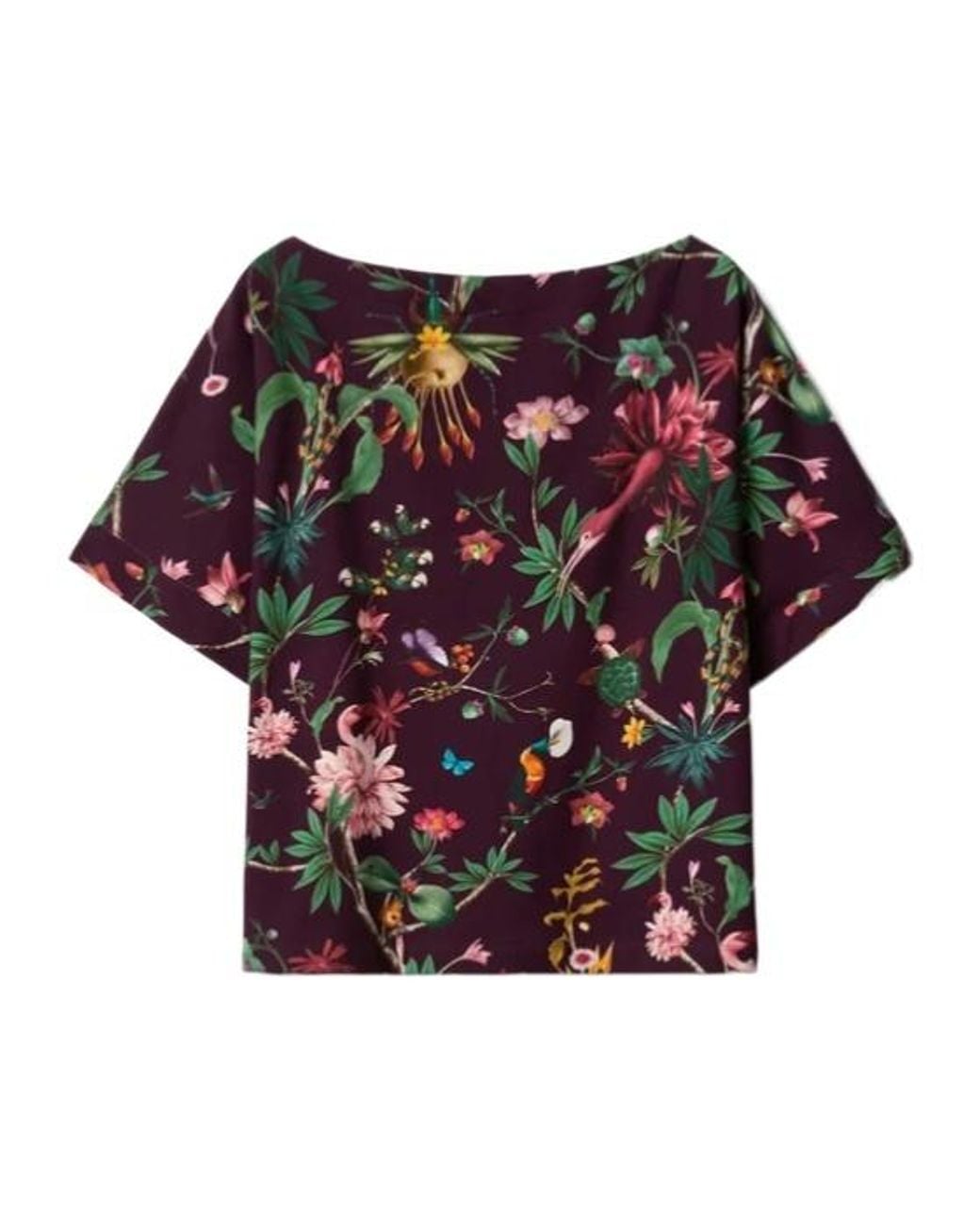 LaDoubleJ Red Floral Short-Sleeve Blouse