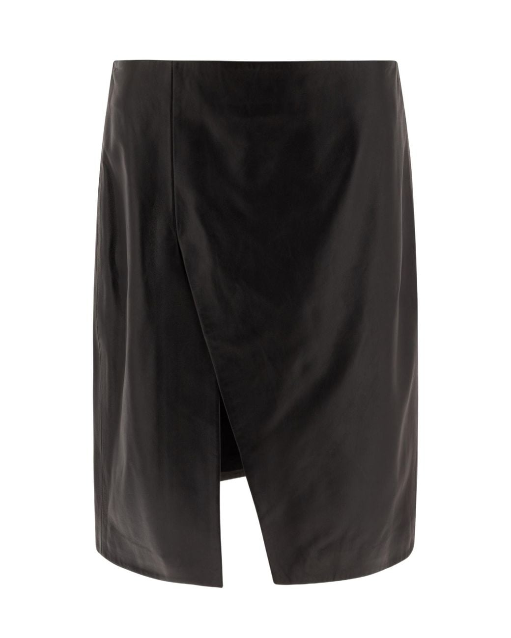 Loulou de Saison Black Loulou De Saison Ekare Front Slit Leather Skirt