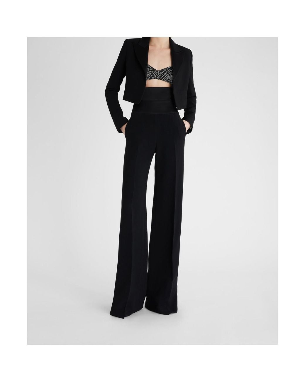 Ermanno Scervino Black Interlock Palazzo Trousers With Waistband