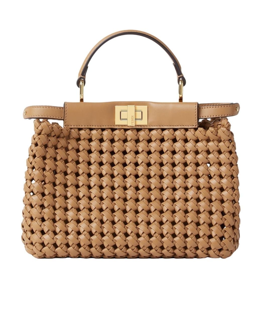 Fendi Brown Cappuccino-Colored Woven Leather Bag