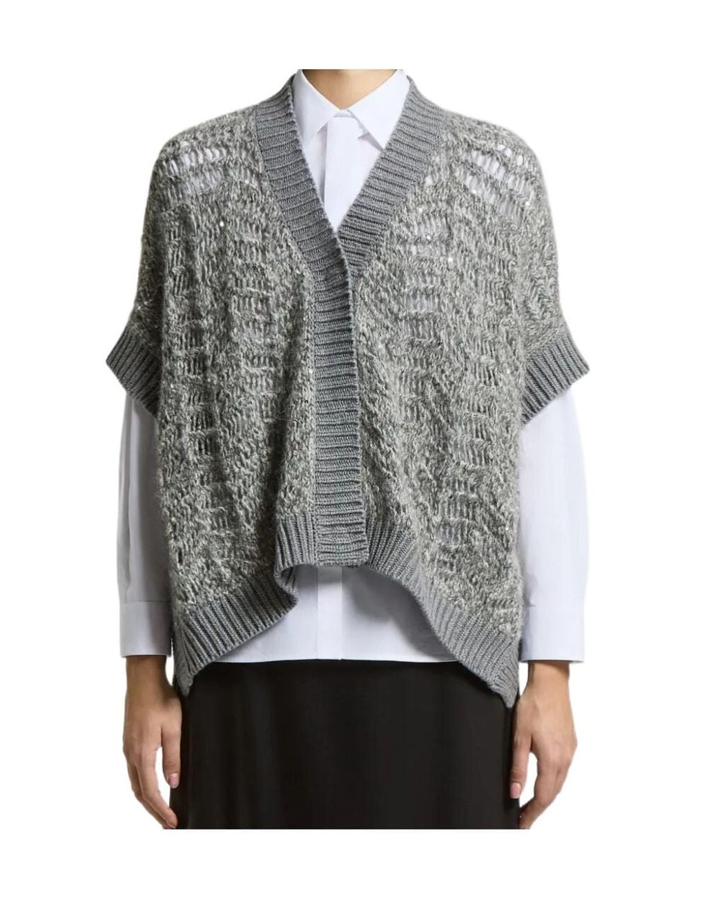 Peserico Gray V-Neck Cape