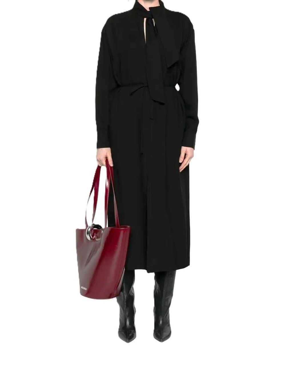Barena Black Tie-Neck Long Sleeved Dress