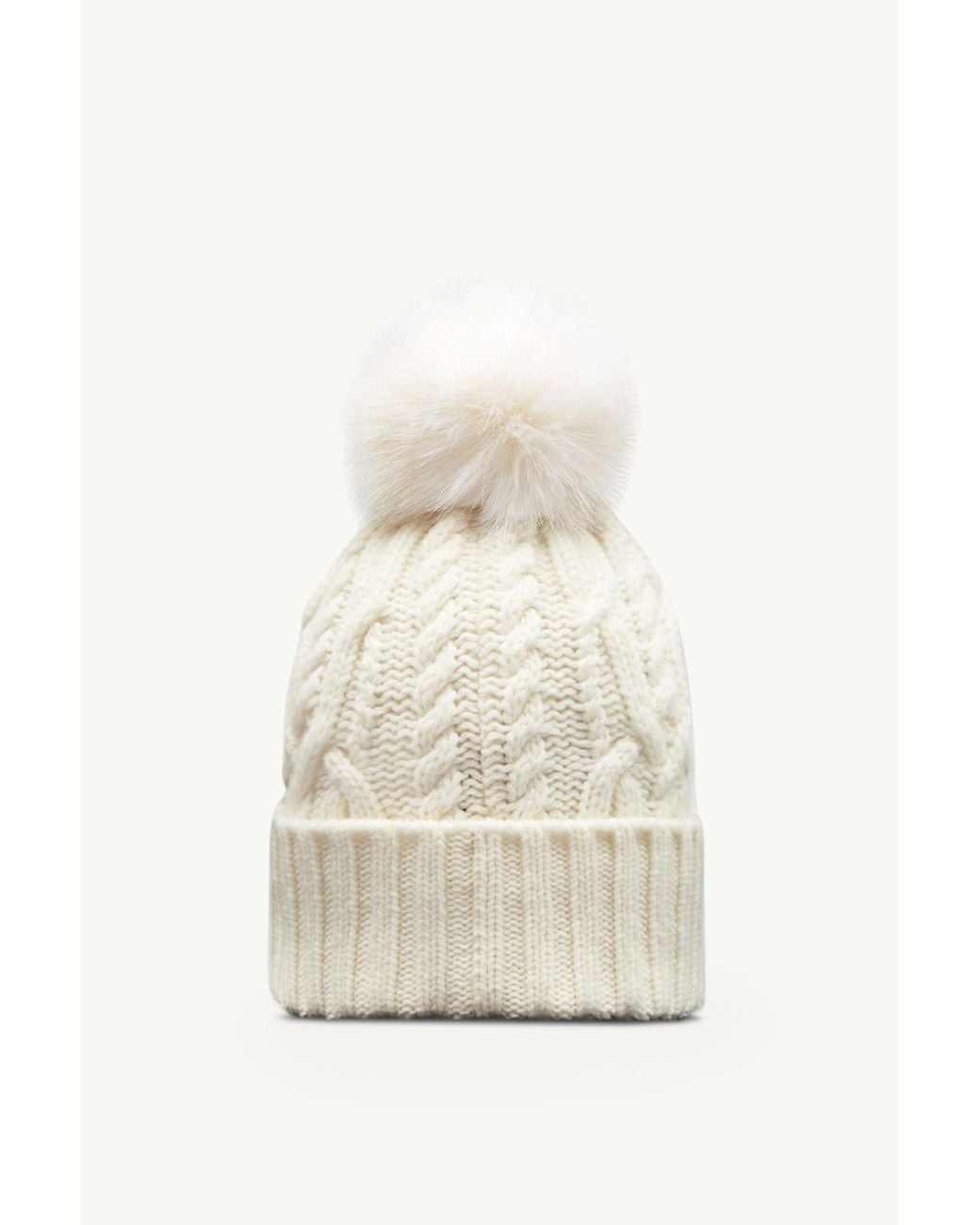Moncler White Wool And Cashmere Blend Hat With Pom Pom