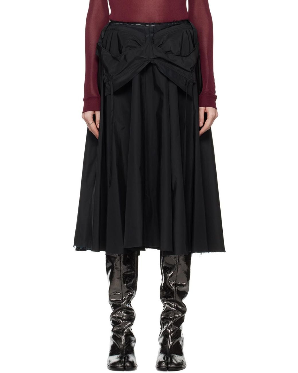 Maison Margiela Black High Waist Pleated A-Line Skirt