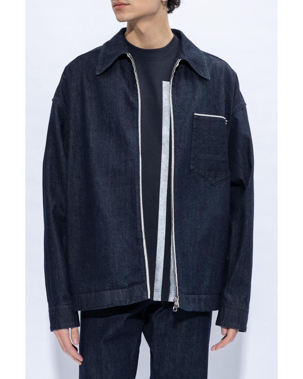 Dolce & Gabbana Blue Zipped Denim Shirt for men