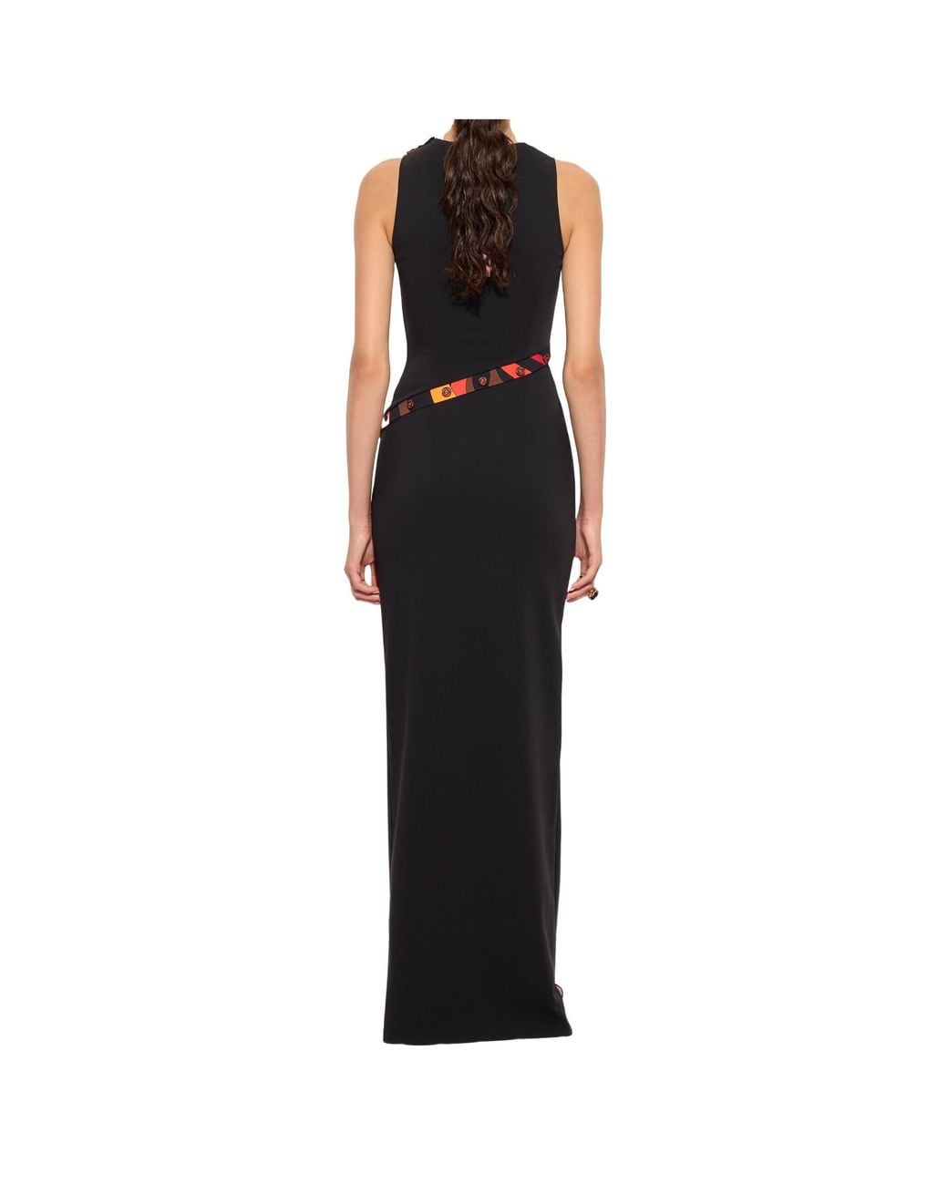 Emilio Pucci Black Long Fitted Dress With Printed Detail