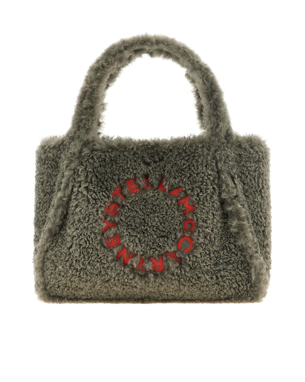 Stella McCartney Green Stella Logo Embroidered Shearling Tote Bag