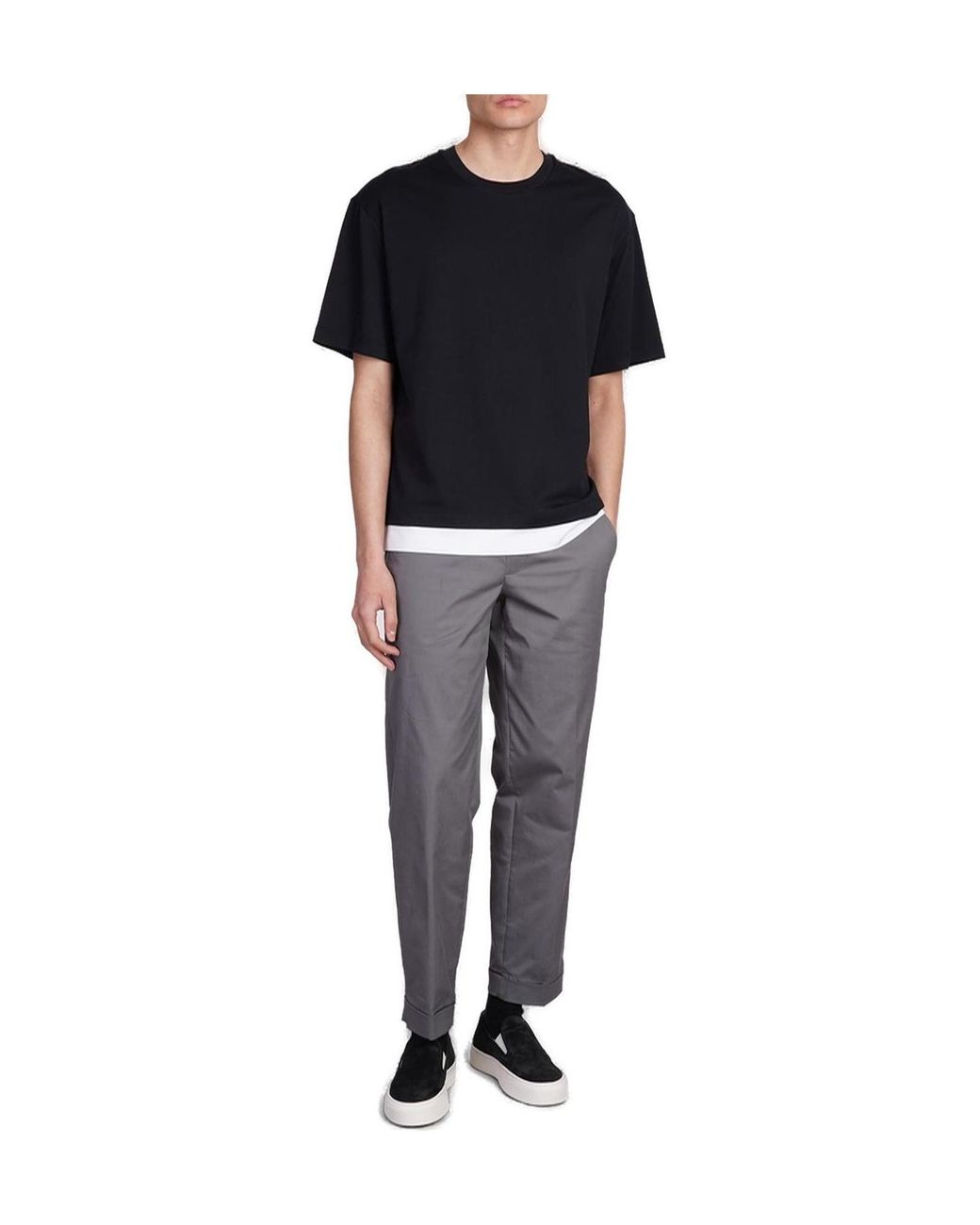 Neil Barrett Gray Low-Waist Elasticated Waistband Trousers for men