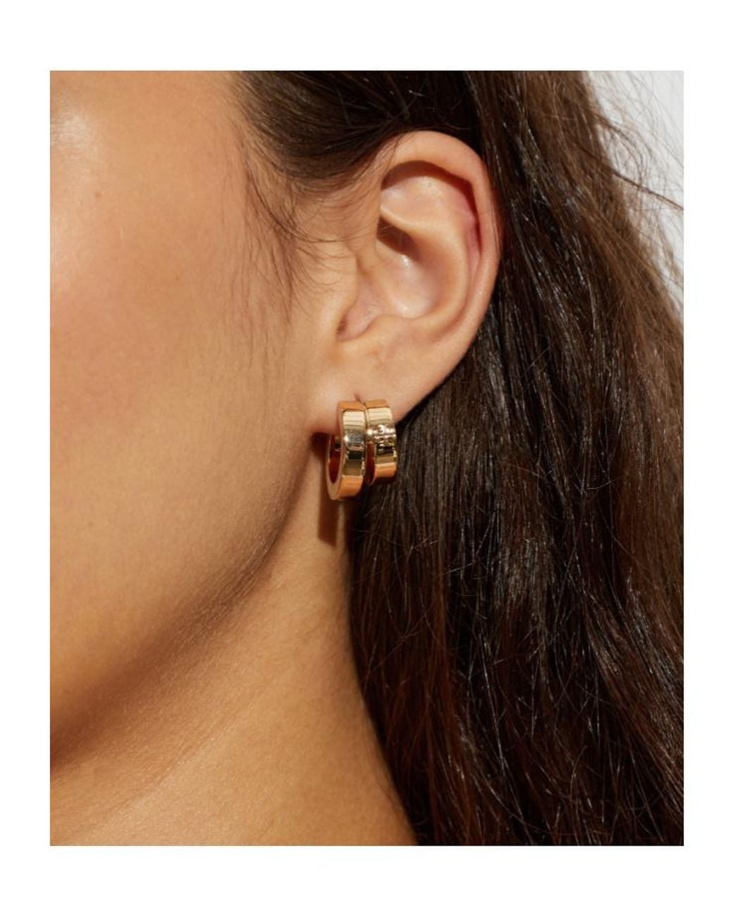 Tory Burch Metallic Icon Enamel Double Hoop Earrings