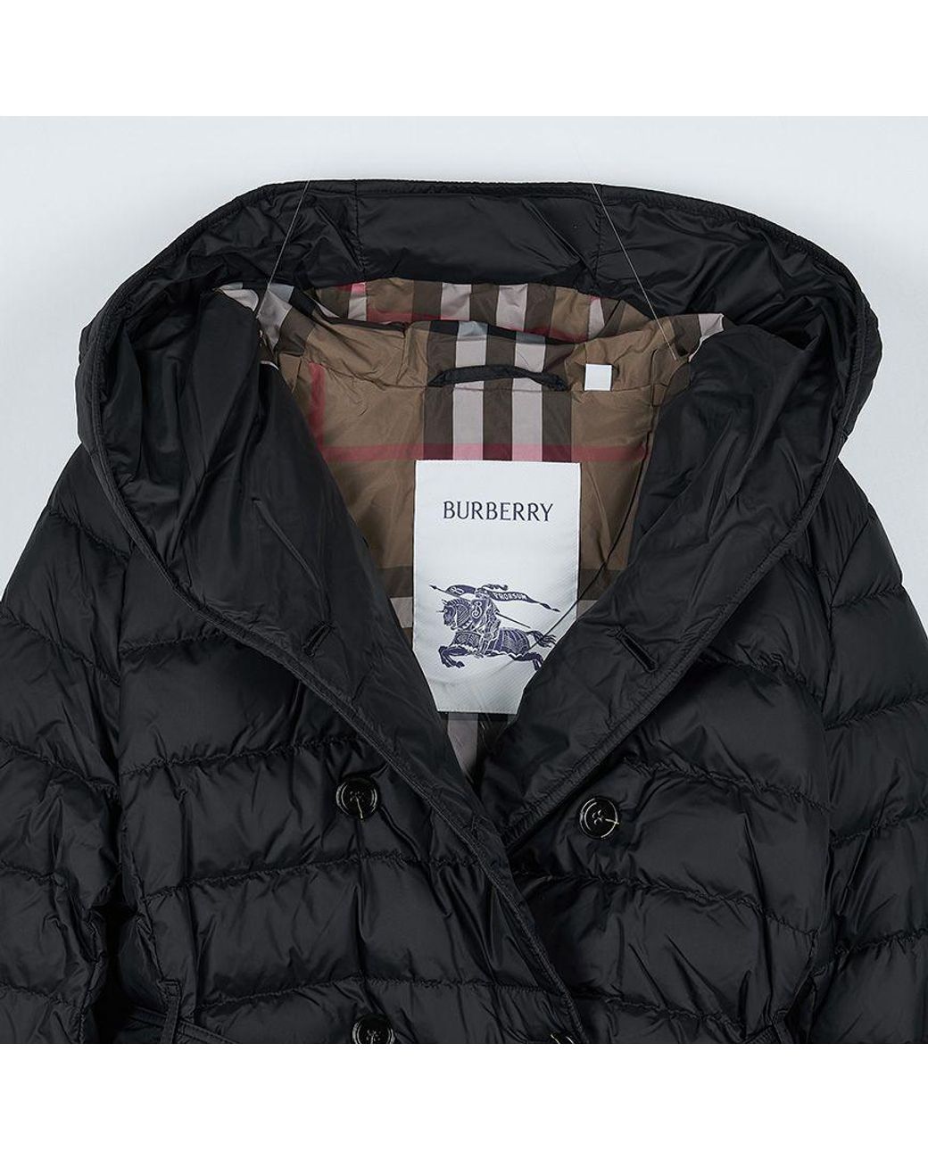 Burberry Black Short Nylon Hooded Puffer Coat