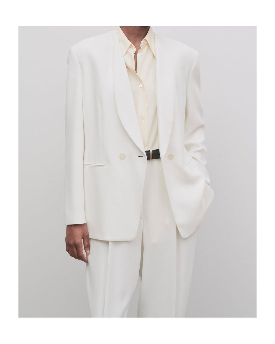 The Row White Alda Double-Breasted Suit Jacket
