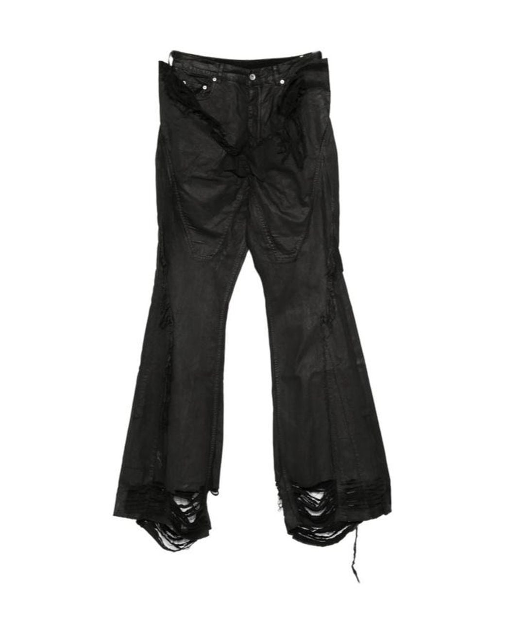 Rick Owens Black Frayed Flared Jeans for men