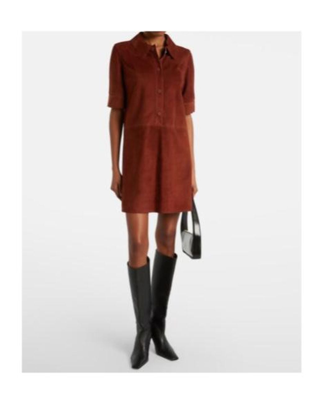 Yves Salomon Brown Suede Polo Dress
